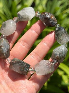 16mm Stretchable Chunky Faceted Garden Quartz Bracelet 2068